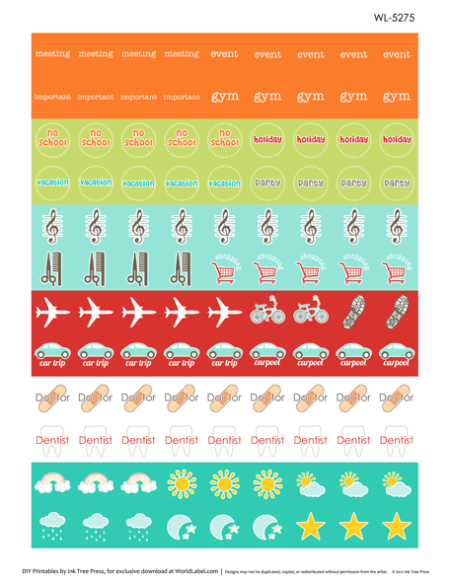 free printable planner stickers - activity