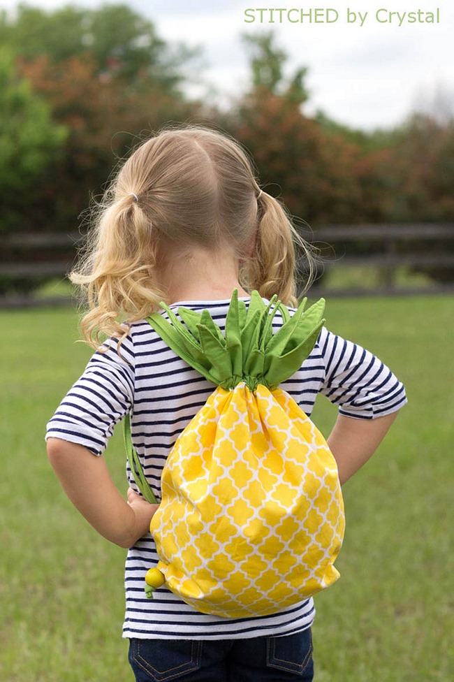 pineapple drawstring backpack sewing tutorial