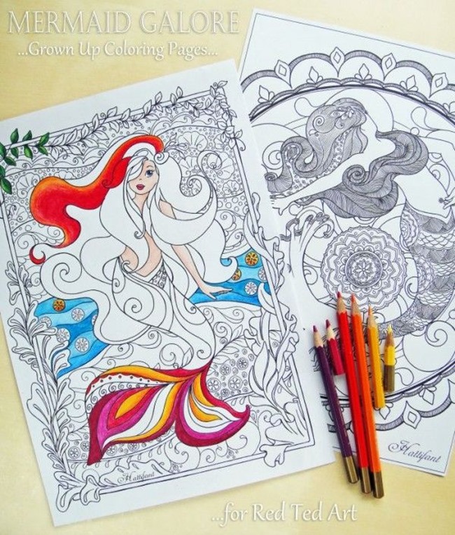 adult coloring pages - mermaid