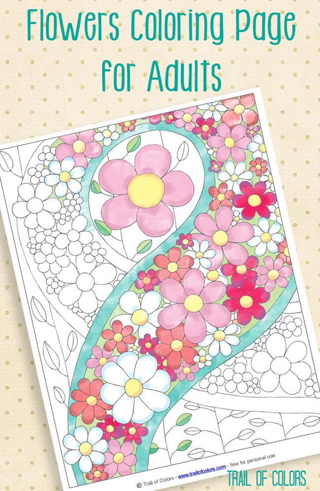 Free Coloring Pages for adults - flowers
