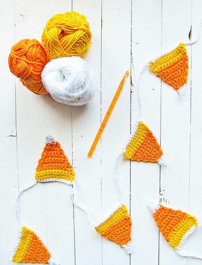 fall crochet patterns - candy corn bunting