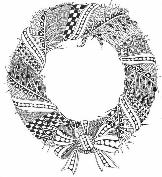 Christmas Coloring Page Printable - wreath