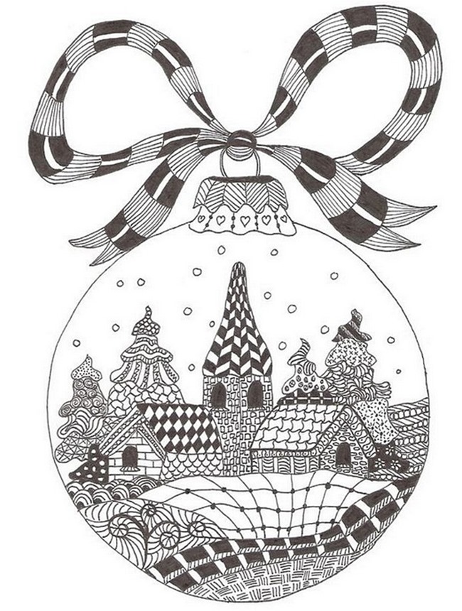 Christmas Printable Coloring Page - town