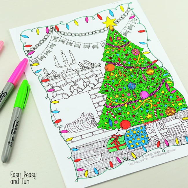 Printable Christmas Coloring Pages for Adults - tree