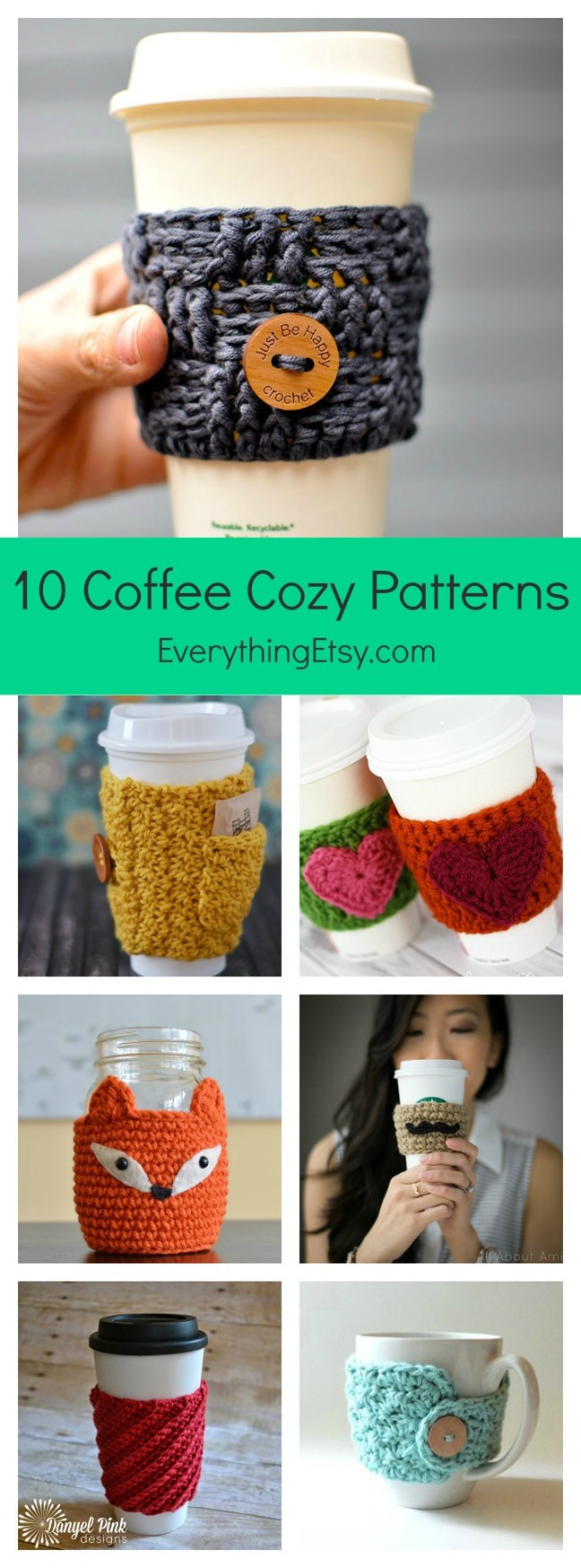 10 Free Coffee Cozy Crochet Patterns on EverythingEtsy.com