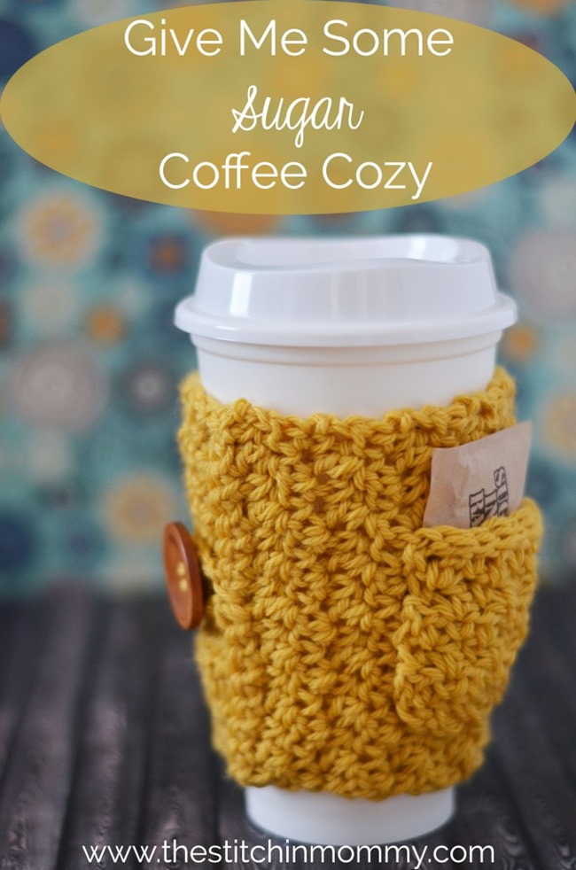 Free crochet pattern - coffee cozy with sugar holder