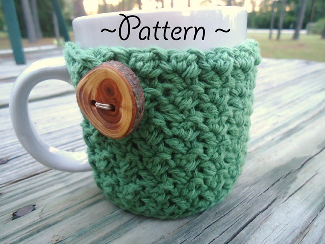 free crochet pattern - coffee cozy with button