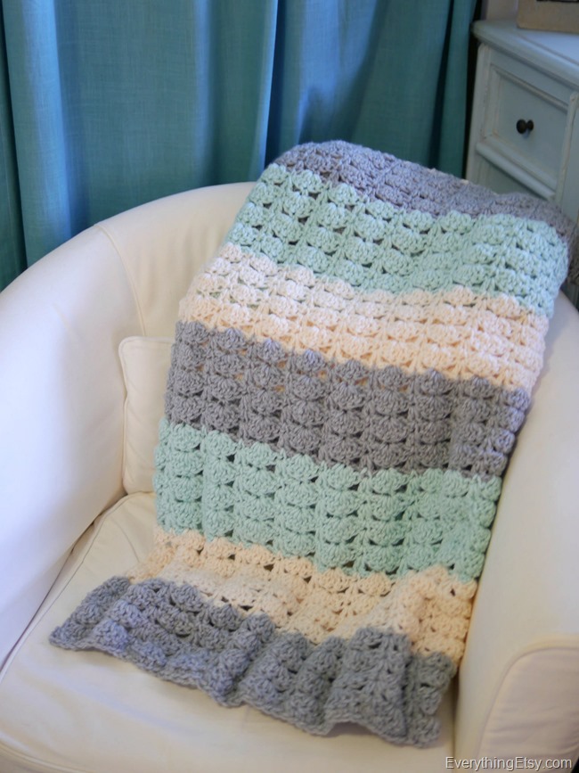 Easy Crochet Shell Stitch Pattern Blanket - EverythingEtsy.com 4