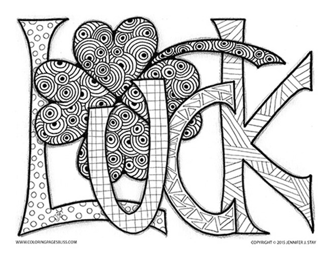 Free Difficult Coloring Pages Shamrocks 5