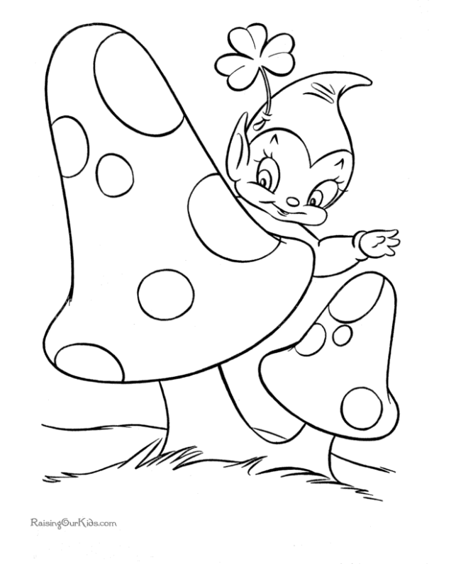 St. Patrick's Day Coloring Pages - Mushroom