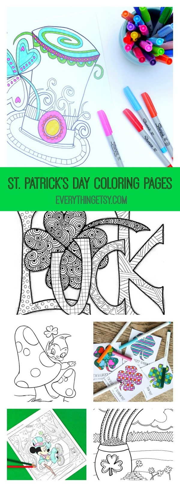 12 St. Patrick's Day Printable Coloring Pages for Adults & Kids at EverythingEtsy