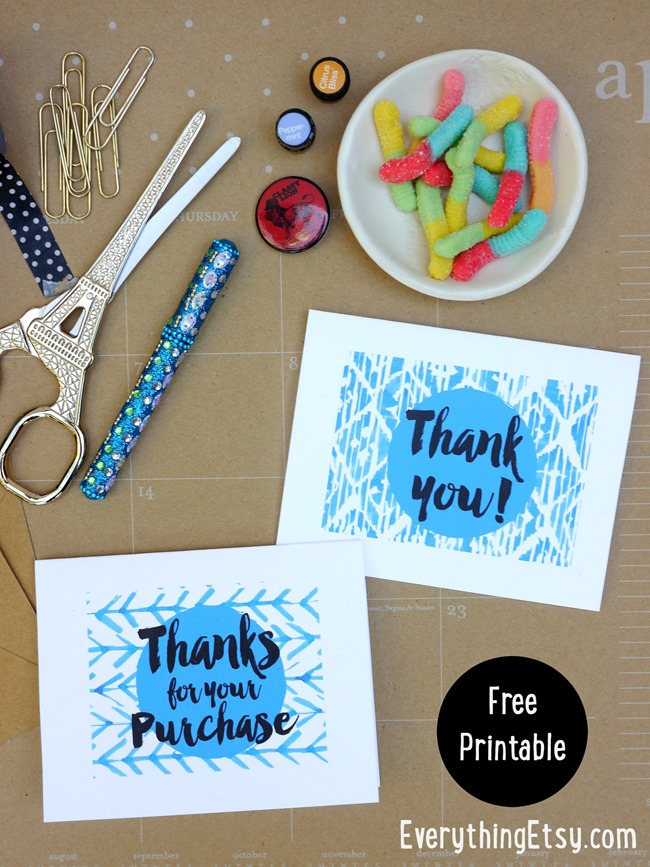 Free Printable Thank You Cards {Etsy Business} - EverythingEtsy.com