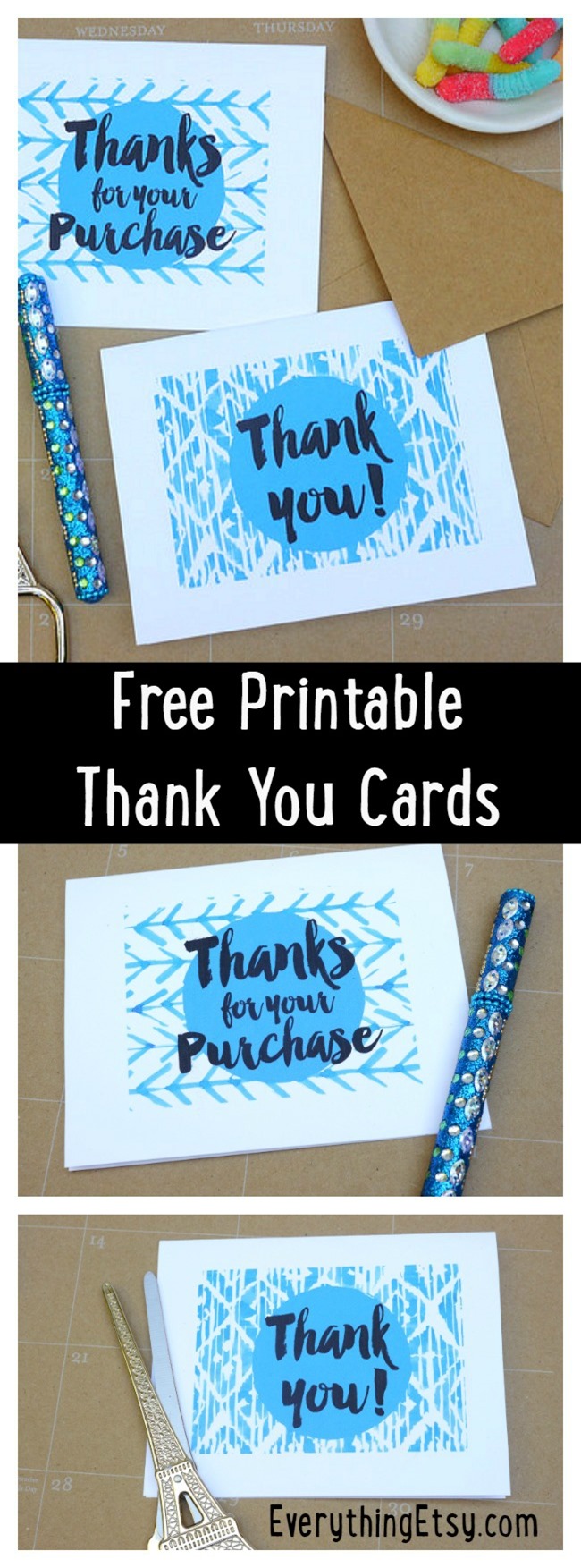 Free Printable Thank You Cards for your Etsy Business - EverythingEtsy.com