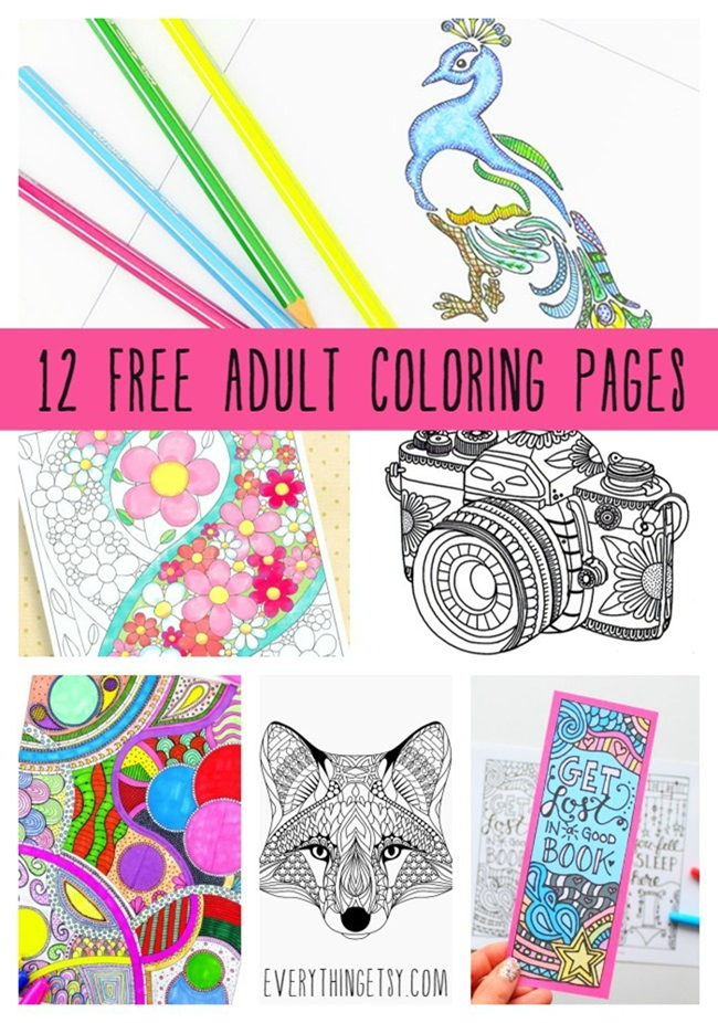 12 Free Adult Coloring Pages on EverythingEtsy