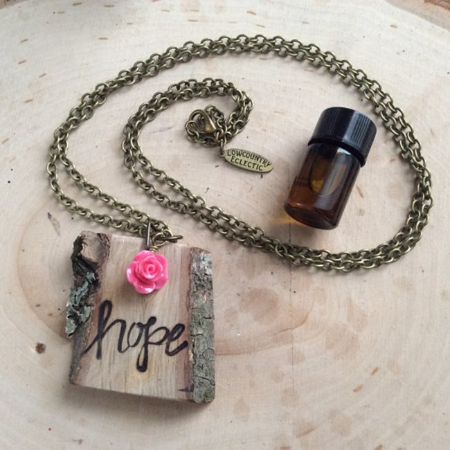 Essential Oil Jewelry - Handmade Wood Necklace