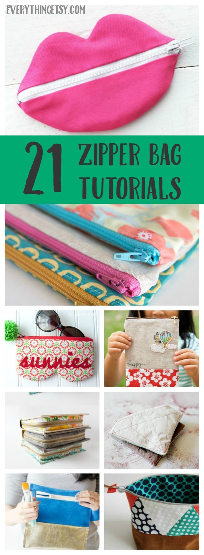 21 Zipper Bag Sewing Tutorials - Cute and Easy Patterns on EverythingEtsy.com
