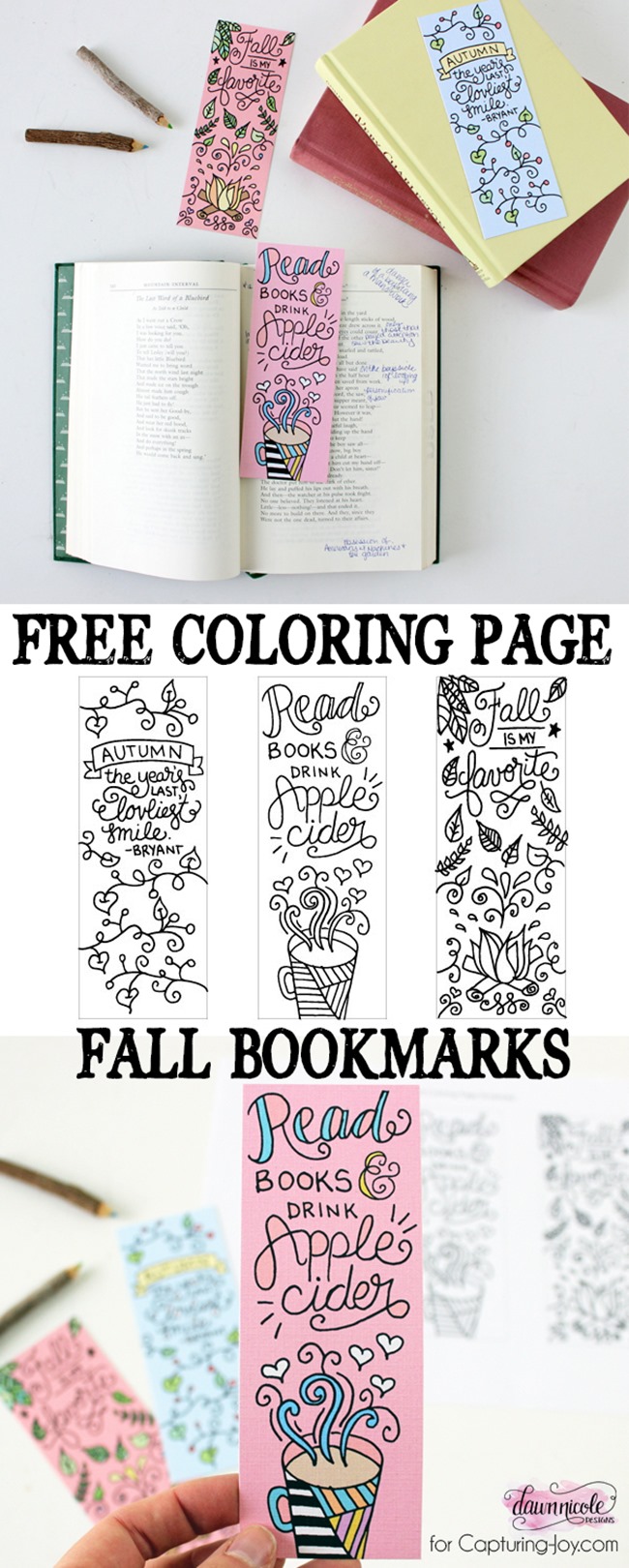 12 Fall Coloring Pages for Adults - Bookmarks