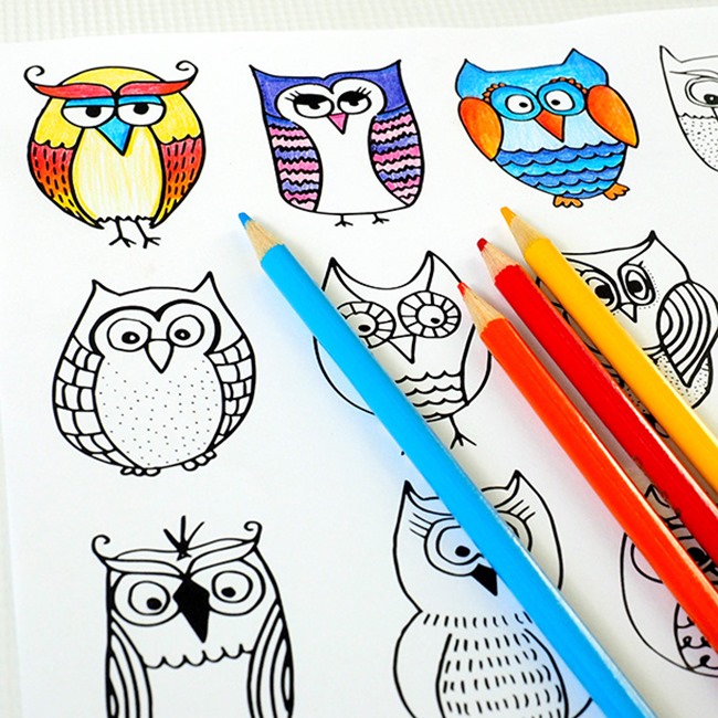 12 Fall Coloring Pages for Adults - Owls