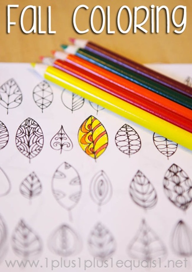 12 Fall Coloring Pages for Adults - Simple Leaves