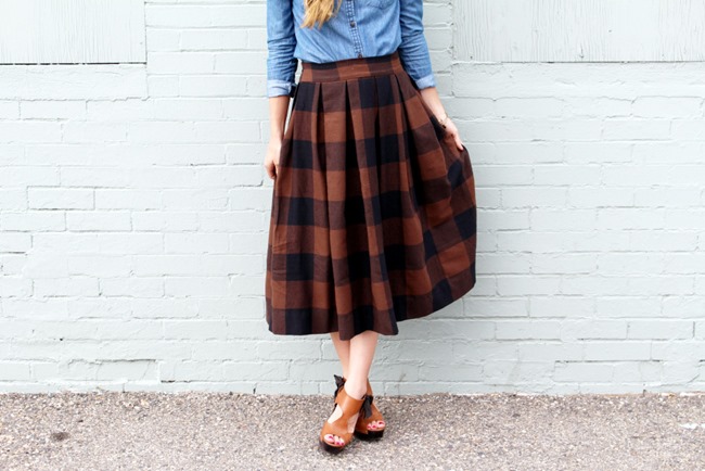 Fall Skirt Tutorials - Buffalo Check Pleated