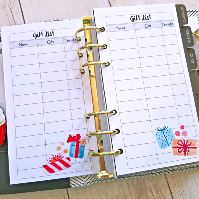 Free Christmas Planner Printables - Gift List