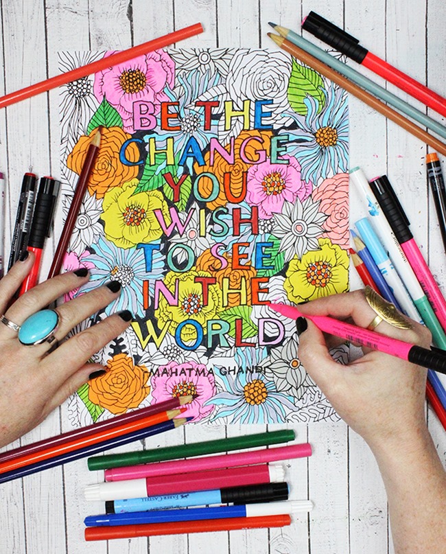 12 Inspiring Quote Coloring Pages for Adults - Be the Change