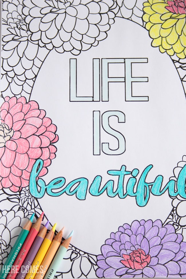 12 Inspiring Quote Coloring Pages for Adults - Life is Beautiful