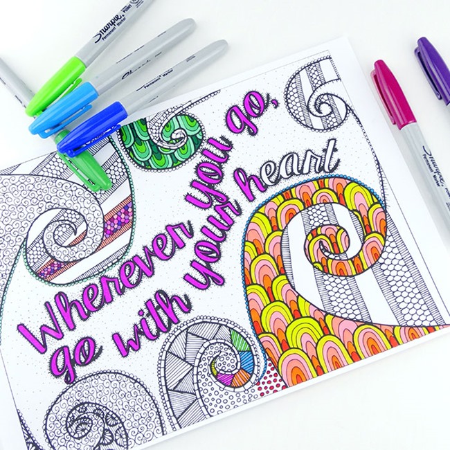 12 Inspiring Quote Coloring Pages for Adults - Wherever You Go