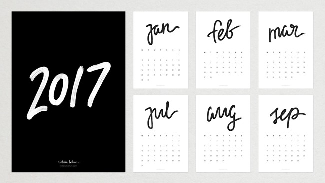 Free 2017 Printable Calendars - Black and White