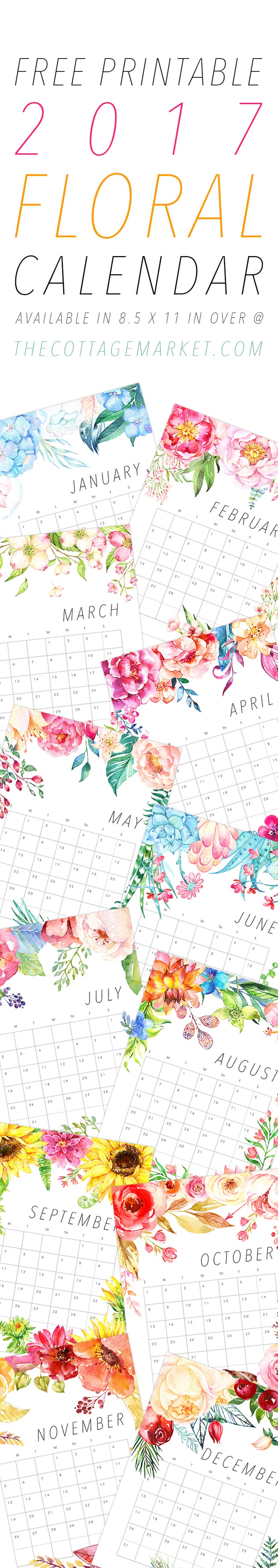 Free 2017 Printable Calendars - Blooms