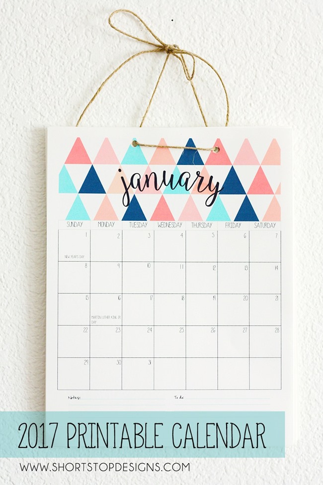 Free 2017 Printable Calendars - Geometric