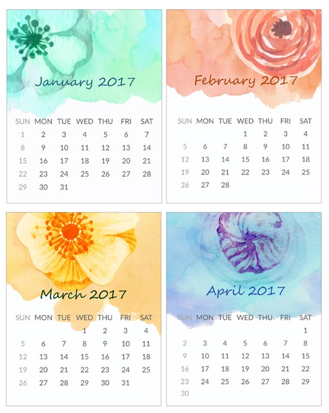 Free 2017 Printable Calendars - Mini