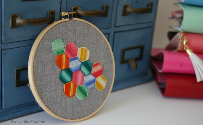 Hexagon Embroidery Love - Tutorial - EverythingEtsy.com