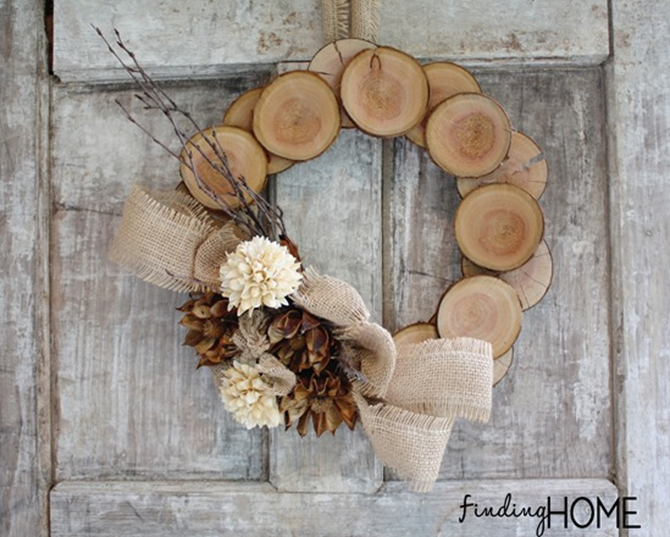 21 Fall Wreath Ideas - Wood Slices - EverythingEtsy