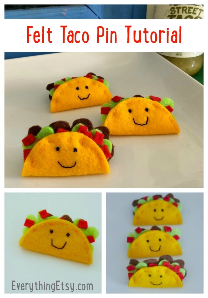 Felt Taco Pin Tutorial on EverythingEtsy.com