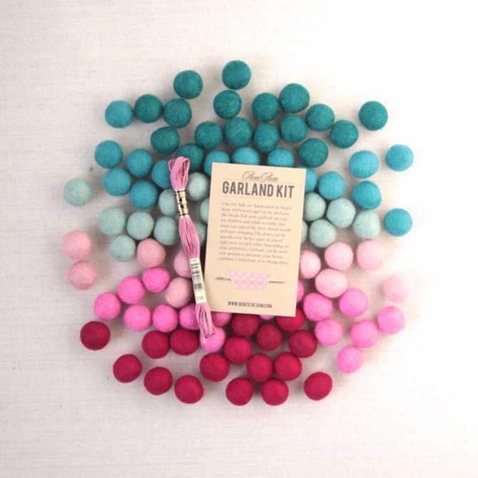 Winter DIY Gifts {Etsy Finds} - Felt Pom-Pom Garland Kit