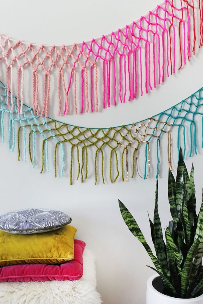 DIY Yarn Decor - Macrame Yarn Garland