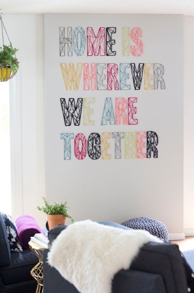 DIY Yarn Decor - Nail Wall Art