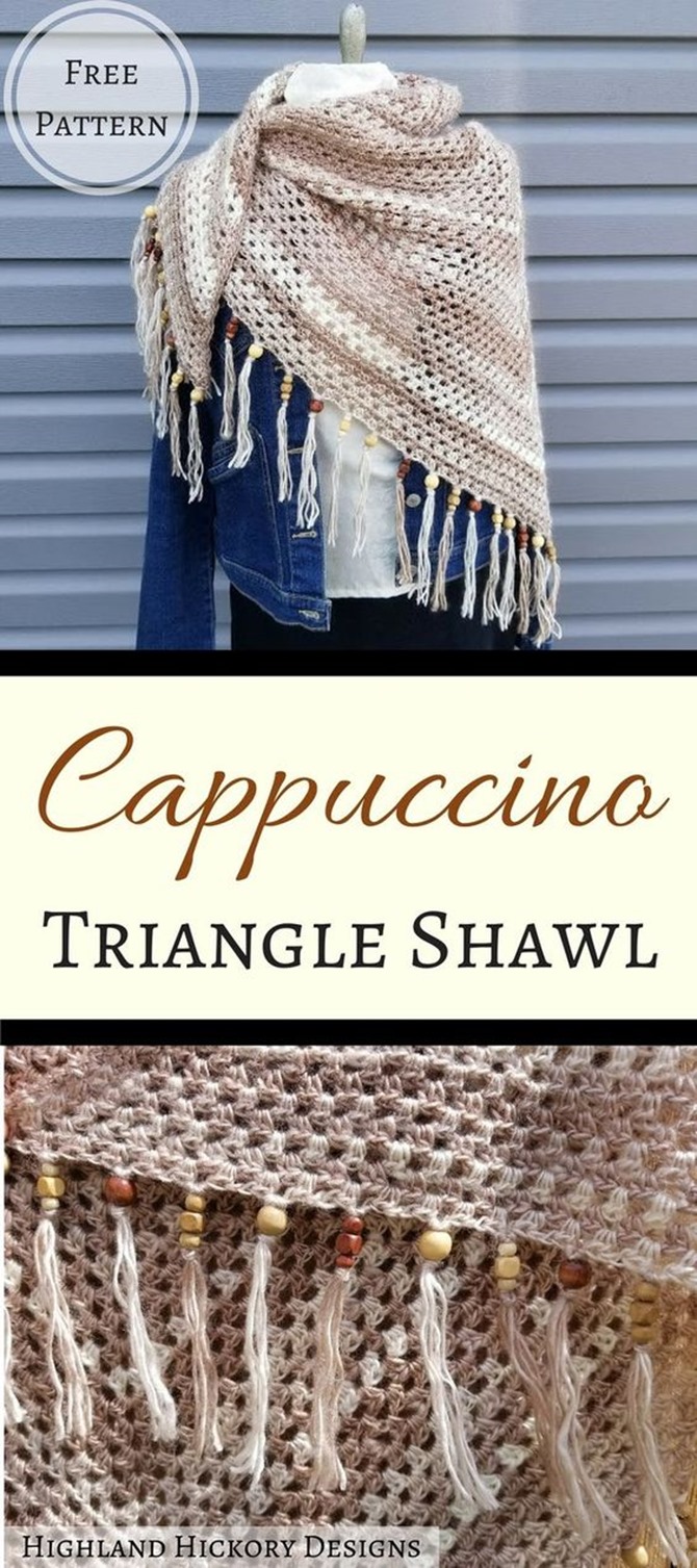 Free Shawl Pattern - Cappuccino Triangle by Highland Hickory Designs