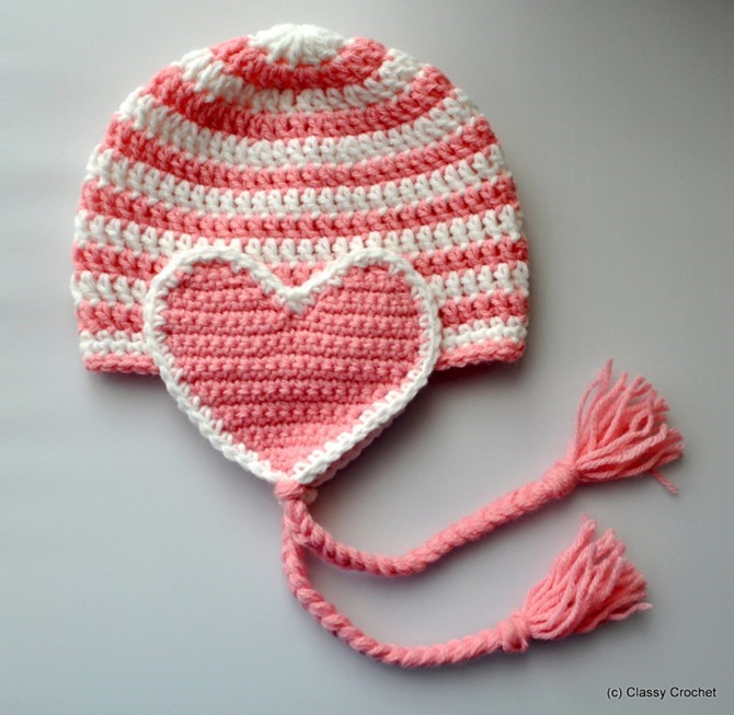 12 Crochet Valentine's Day Projects {Free Patterns} - Heart Flap Hat