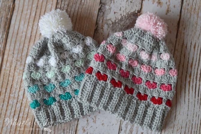 12 Crochet Valentine's Day Projects {Free Patterns} - Puffy Heart Hat