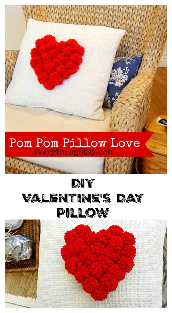 Valentine's Day DIY Pom Pom Pillow - EverythingEtsy.com