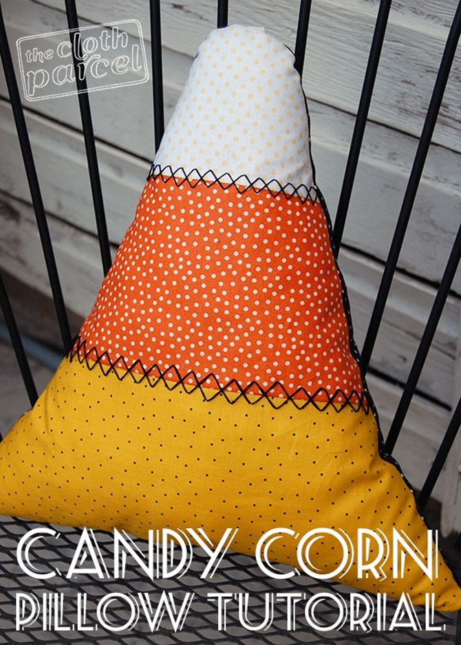 101 Fall Sewing Tutorials - EverythingEtsy.com - Candy Corn Pillow