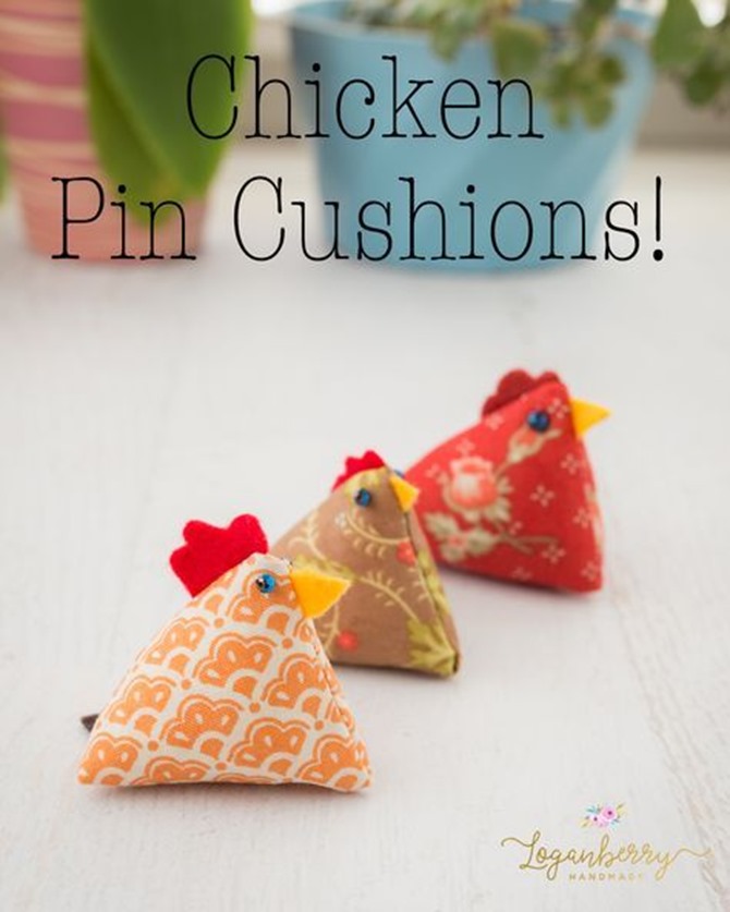 101 Fall Sewing Tutorials - EverythingEtsy.com - Chicken Pin Cushions