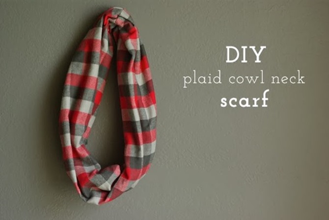 101 Fall Sewing Tutorials - EverythingEtsy.com - DIY Plaid Cowl Scarf