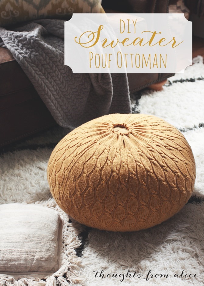 101 Fall Sewing Tutorials - EverythingEtsy.com - DIY Sweater Pouf