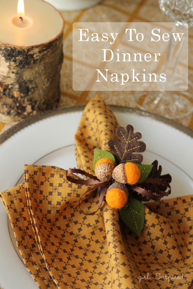 101 Fall Sewing Tutorials - EverythingEtsy.com - Dinner Napkin DIY