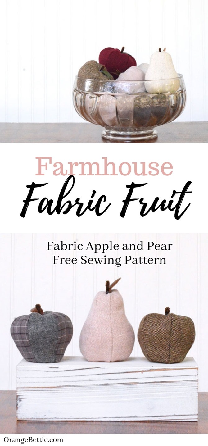 101 Fall Sewing Tutorials - EverythingEtsy.com - Fabric Apple and Pear DIY