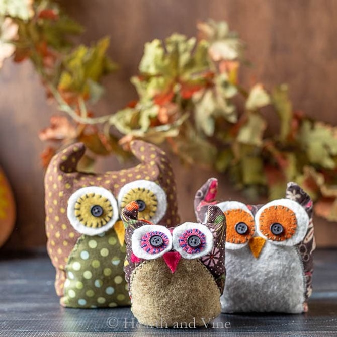 101 Fall Sewing Tutorials - EverythingEtsy.com - Fabric Owl Family Tutorial