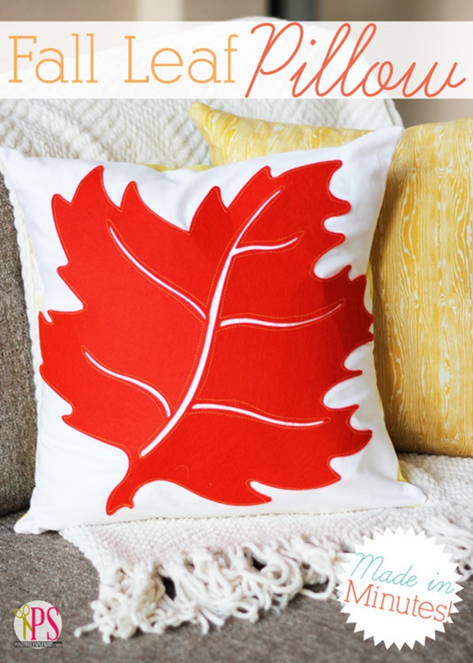 101 Fall Sewing Tutorials - EverythingEtsy.com - Fall Leaf Pillow DIY